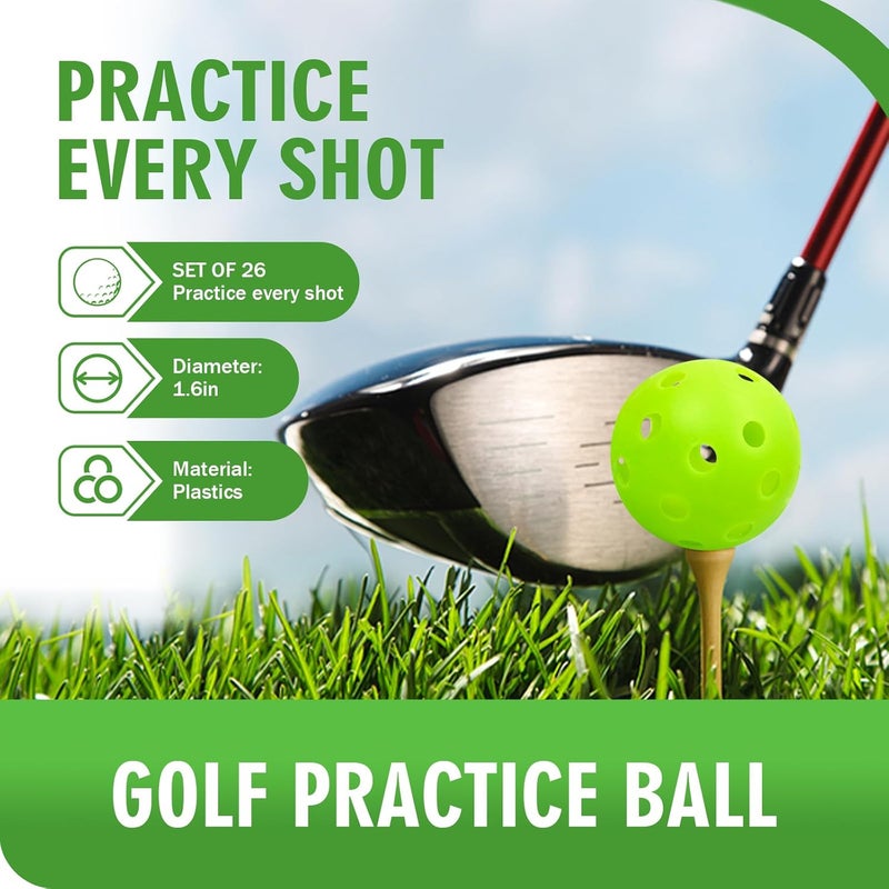 Bac-kitchen Plastic Golf Balls Practice Limited Flight Golf Training Ball Hollow Swing Practice Indoor Golf Balls with Mesh Drawstring Bag for Backyard Driving Range or Outdoor - Image 3